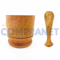 Mortero de madera algarrobo Mediano, con machacador, 11731 - Compranet