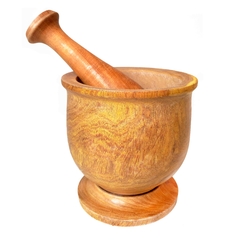 Mortero Mate de madera algarrobo Grande, con machacador, 11822