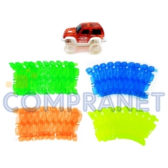 Pista Flexible Luminosa, 220 piezas, incluye 1 auto con luz, 12102 - comprar online