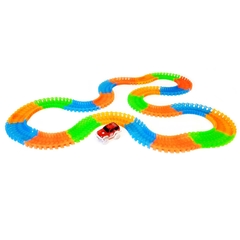 Pista Flexible Luminosa, 220 piezas, incluye 1 auto con luz, 12102