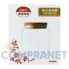 Frasco de Vidrio con tapa de madera, 800 cc, 11871 - comprar online