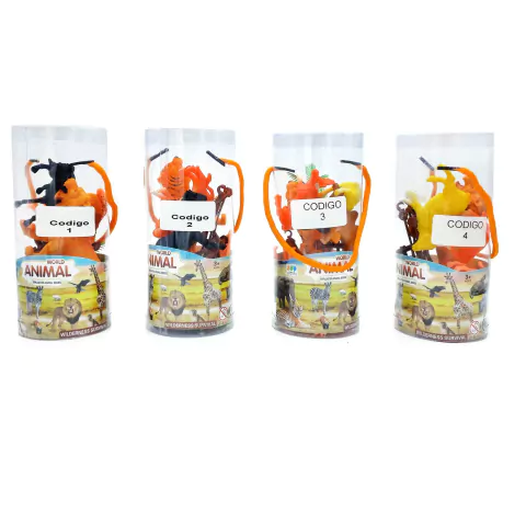 Animales de la Selva y de la Granja, en Tubo, Set de 11 piezas, 12283