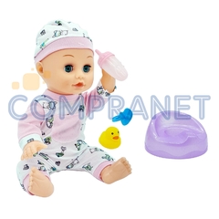 Bebe Muñeco hace pipí, C/Sonido, cochecito y accesorios, 12874 - Compranet