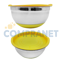 Bowl Acero Inoxidable, 22cm base de silicona y tapa Plástica 13129 - comprar online