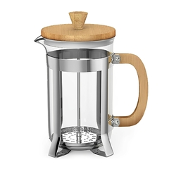 Cafetera/Tetera con embolo, Prensa francesa, de vidrio y madera, 600ml, 12611
