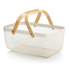 Canasta de metal Organizador con manija de madera, Rectangular, 12645