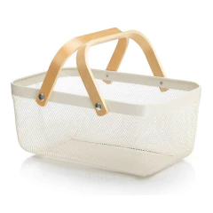 Canasta de metal Organizador con manija de madera, Rectangular, 12645