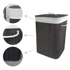 Cesto Canasto de Ropa Bambú, Rectangular, c/Tapa y Funda 13295 en internet