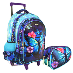 Combo Mochila 18´´, C/Carrito “MARIPOSA” + Cartuchera PhiPhi, 90099