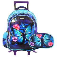 Combo Mochila 18´´, C/Carrito “MARIPOSA” + Cartuchera PhiPhi, 90099 - tienda online