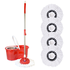 COMBO Mopa Lampazo trapeador con balde + 4 repuestos redondos. - tienda online
