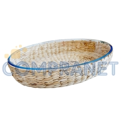 Fuente de vidrio con base de Mimbre Desmontable 39 cm, Horno, Cocina, 13095 en internet
