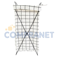 Canasto Tela rígida estampada, ropa sucia, c/tapa, c/soporte metálico 13254 - Compranet