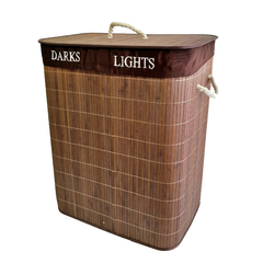 Cesto de Ropa Bamboo rectangular, Doble, Plegable, Baño lavadero 13383 - Compranet
