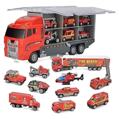 Imagen de Camión Bombero incluye 6 autos Rampa, 3721