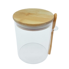 Frasco de Vidrio Tapa de Madera hermético, con cuchara de madera 700cc, 12813