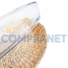 Fuente de vidrio con base de Mimbre Desmontable 39 cm, Horno, Cocina, 13095 - Compranet