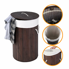 Cesto de Ropa Bambú, Redondo, c/Tapa y Funda 13294 en internet
