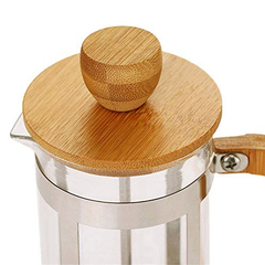 Cafetera/Tetera con embolo, Prensa francesa, de vidrio y madera, 600ml, 12611 - Compranet