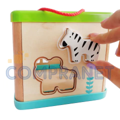Imagen de Cubo de Encastre de madera con animales, didáctico Tooky Toy 13225
