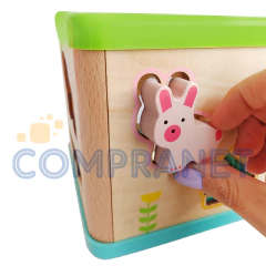 Cubo de Encastre de madera con animales, didáctico Tooky Toy 13225