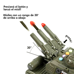 Tanque Pista Almacenador de vehículos, lanza misiles Luz y sonido 6630 - Compranet