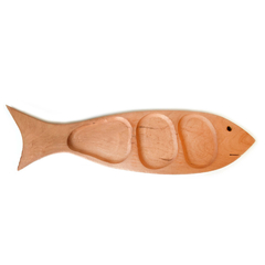 Tabla Pez 3 Cavidades 50 x 12cm de Madera Algarrobo 11612