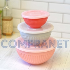 Set de Tapers herméticos x 3 melamina, c/tapa, Bowl contenedor, 12460 - Compranet