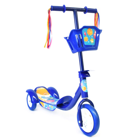 Monopatín económico 3 ruedas, con flecos y canasto, 11765