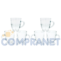 Imagen de Jarro Taza Mug de vidrio x 6 unidades, Café Te infusiones, 155 ml, 11718