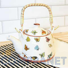 Imagen de Tetera Porcelana China, 900c.c., con infusor, Diseño mariposas, 11835