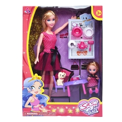 Muñeca con Hijo y Mascota 10066