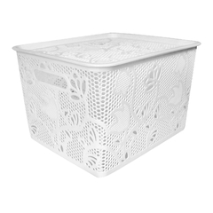 Caja organizadora Grande, Plástico calado, con tapa, 11910