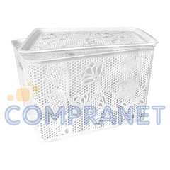 Caja organizadora Grande, Plástico calado, con tapa, 11910 en internet