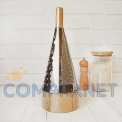 Rallador Cónico acero inoxidable c/mango y base de bambú, 12478 - comprar online