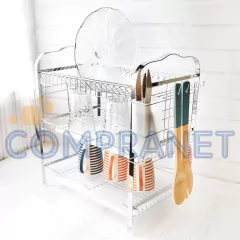 Secaplatos escurridor, 3 niveles, Acero inoxidable, con bandeja, 12561 - Compranet
