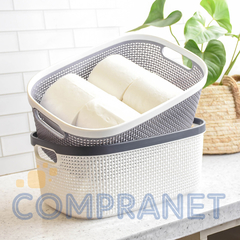 Canasto Plástico, Caja organizadora texturada, baño cocina 12637 - tienda online