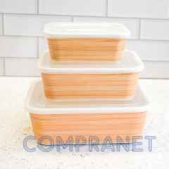 Set x 3 Tapers de Fibra de Bamboo c/tapa, cocina 12644 en internet