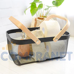 Canasta de metal Organizador con manija de madera, Rectangular, 12645 en internet