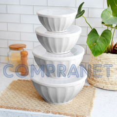 Set de Tapers herméticos x 4 melamina, c/tapa, Bowl contenedor, 12740 - Compranet