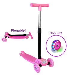 COMBO Monopatín 3 ruedas con Luz Plegable + Protección Rosa 90066 en internet