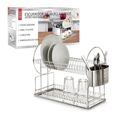Secaplatos escurridor, 2 niveles, Acero, con bandeja, 12251 - tienda online