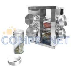 Especiero Condimentero Cuadrado Giratorio x 8 frascos, Acero Inoxidable, 13133 - comprar online