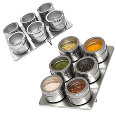Set especieros x 6 frascos de acero c/visor y soporte, 13291 - comprar online