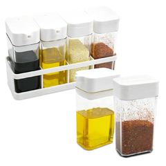 Set x 4 Especieros acrílico con tapa y base, condimentos cocina 12830