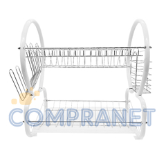Secaplatos, escurridor de platos con bandeja, dos pisos, 14 platos 13086 - tienda online