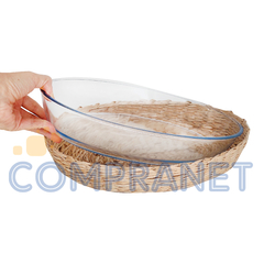 Imagen de Fuente de vidrio con base de Mimbre Desmontable 39 cm, Horno, Cocina, 13095