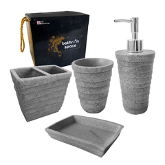 Set Baño 4 piezas Resina, jabonera + Dispenser + Vaso + Porta/Cepillos 13690 en internet
