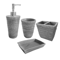 Set Baño 4 piezas Resina, jabonera + Dispenser + Vaso + Porta/Cepillos 13690 - Compranet