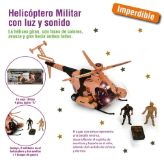 Imagen de Helicóptero camuflado con luz y sonido, mas 2 militares, 10628